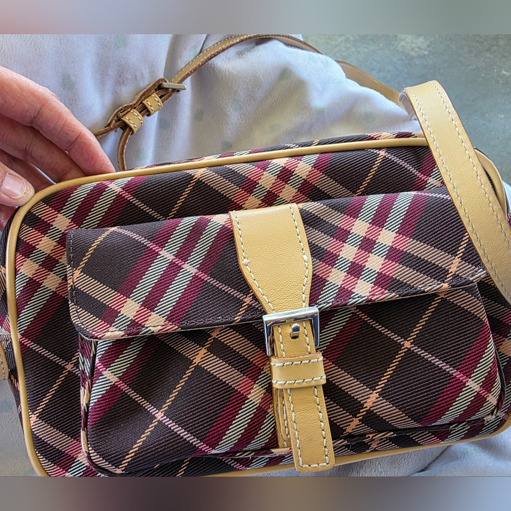 Burberry Blue Label London Plaid Crossbody Bag - Brown and Yellow